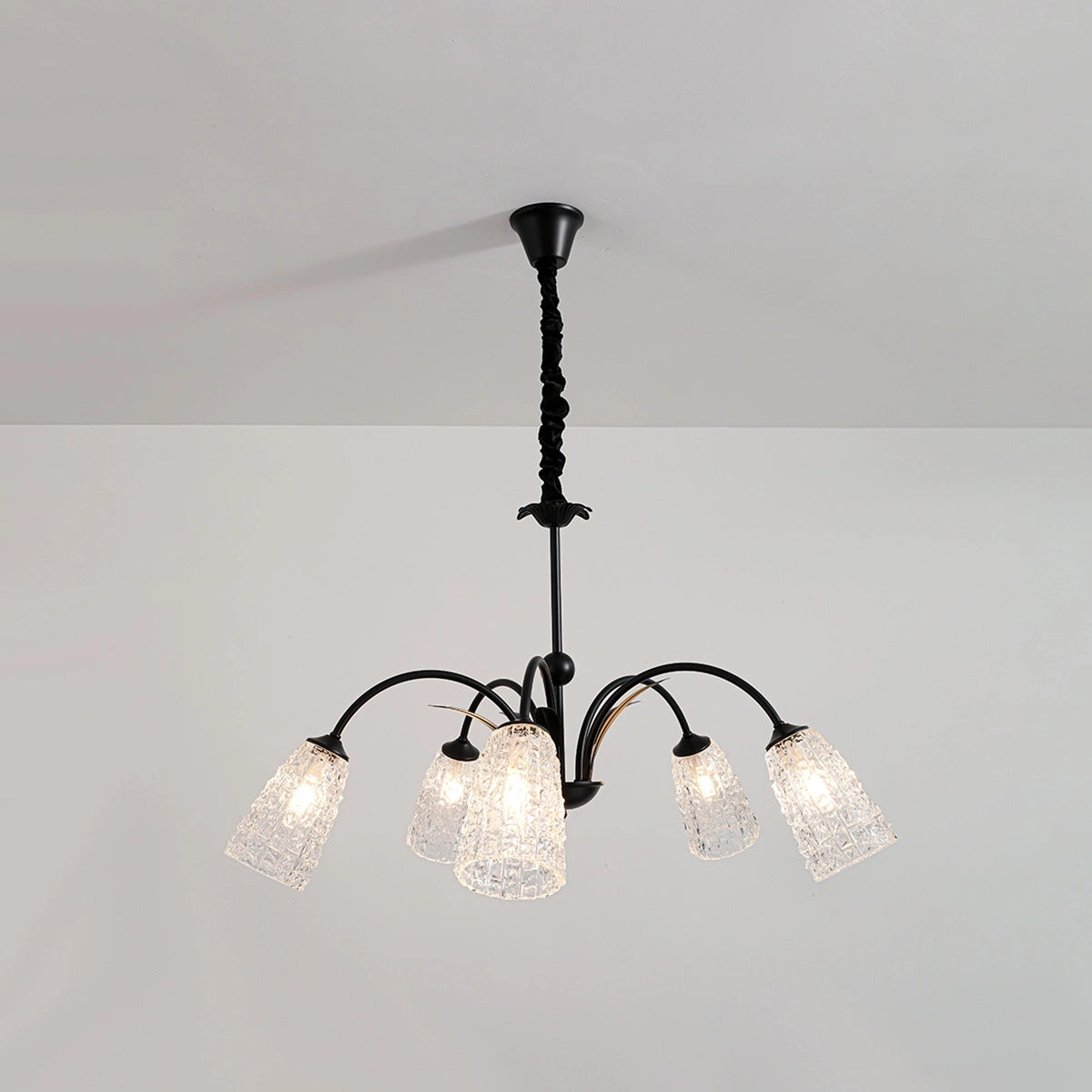 Antizer American Retro Iron Glass Chandelier 5 Lights