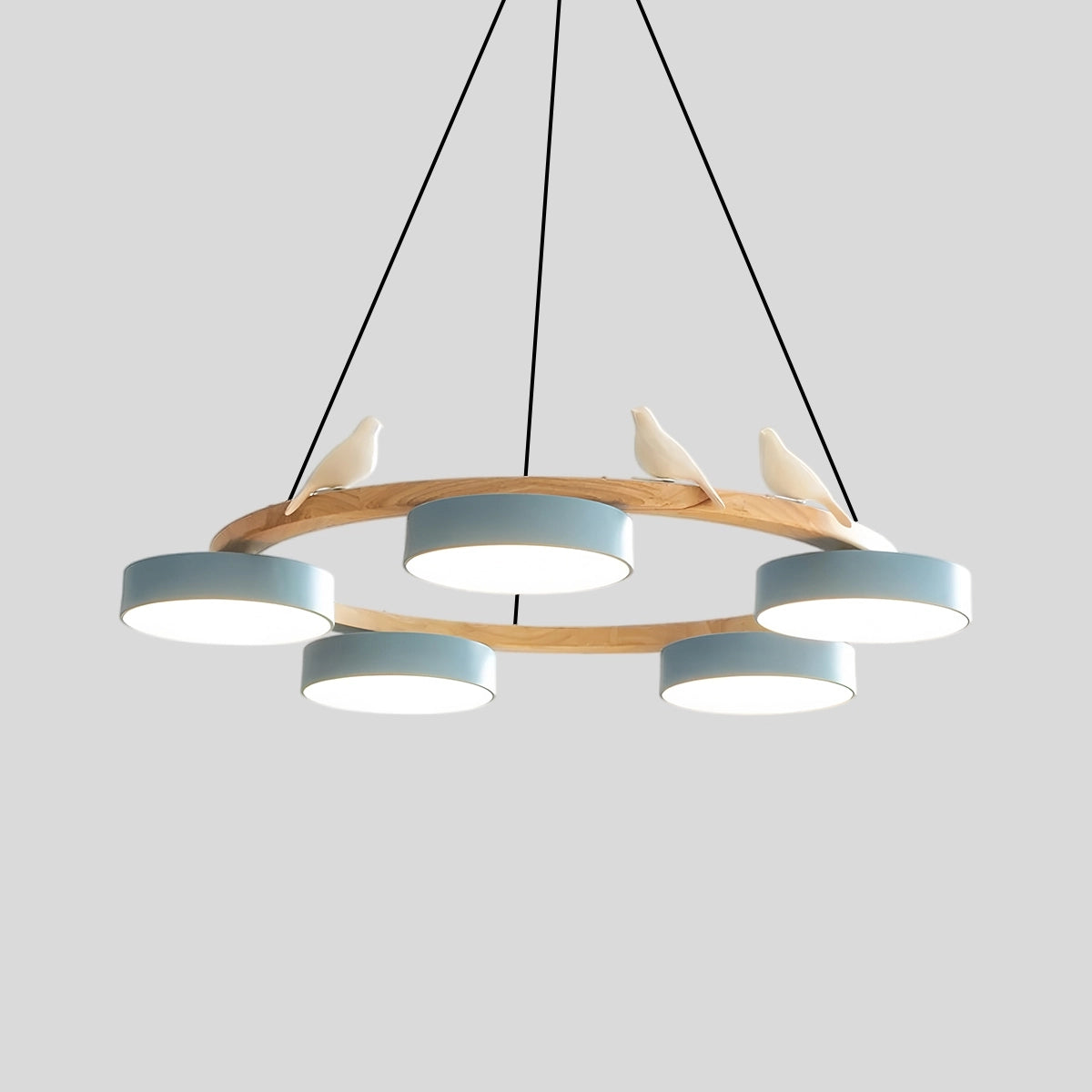 Antizer Sienna Bird Round Chandelier for Living Room 5 Heads Blue