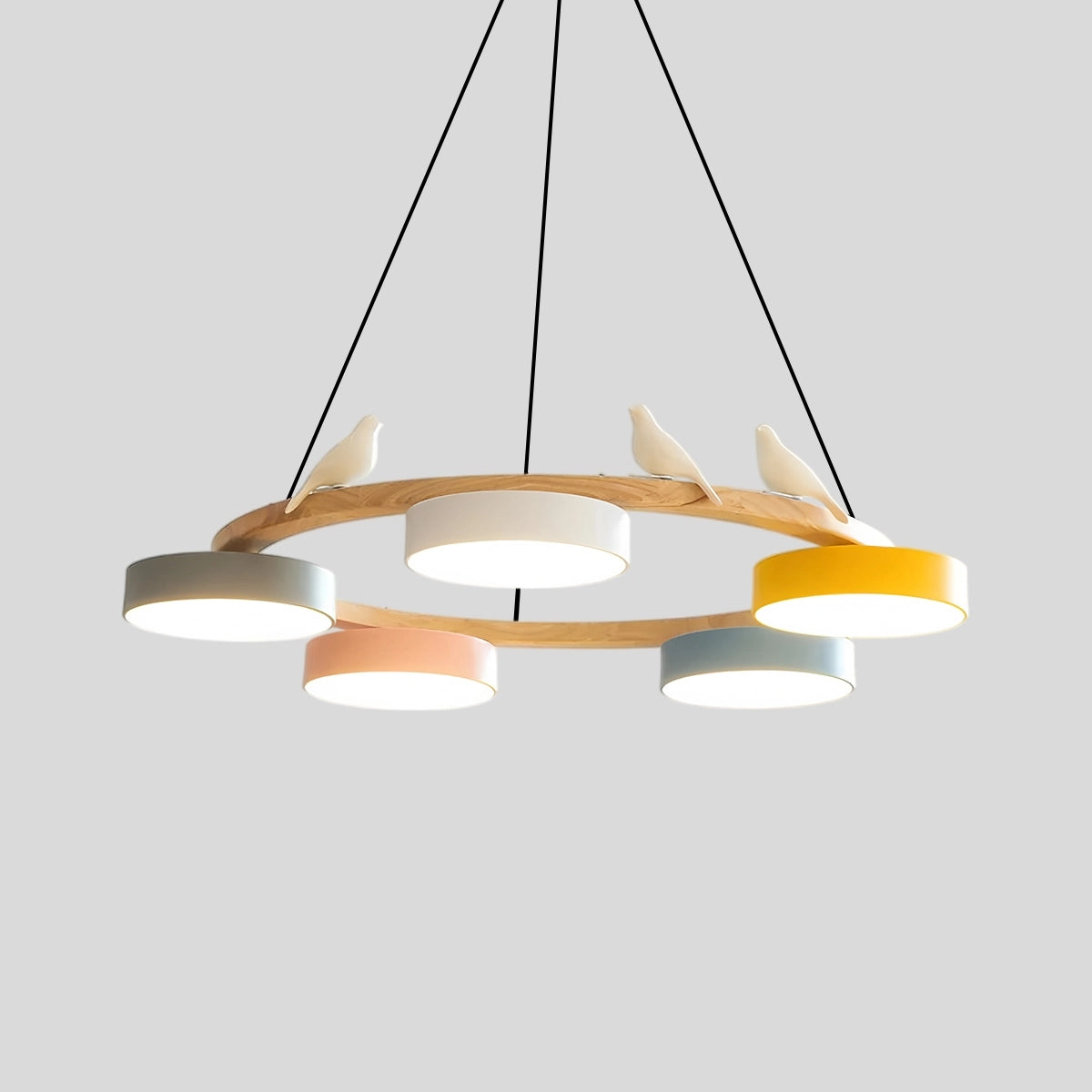 Antizer Sienna Bird Round Chandelier for Living Room 5 Heads Colorful