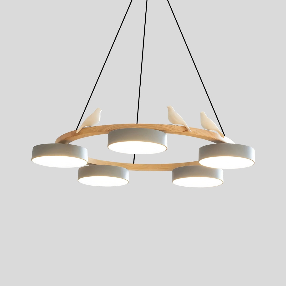 Antizer Sienna Bird Round Chandelier for Living Room 5 Heads Gray