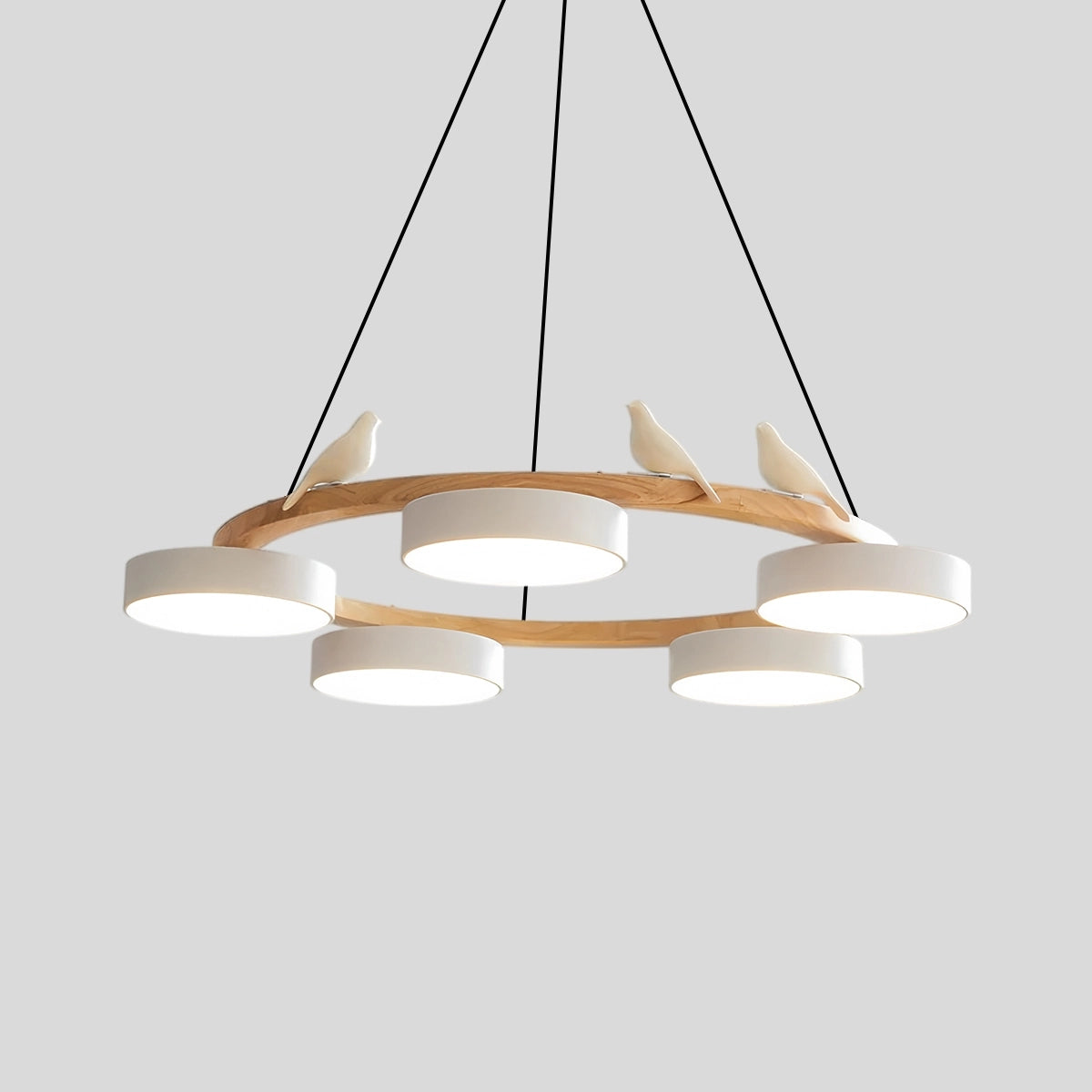 Antizer Sienna Bird Round Chandelier for Living Room 5 Heads White
