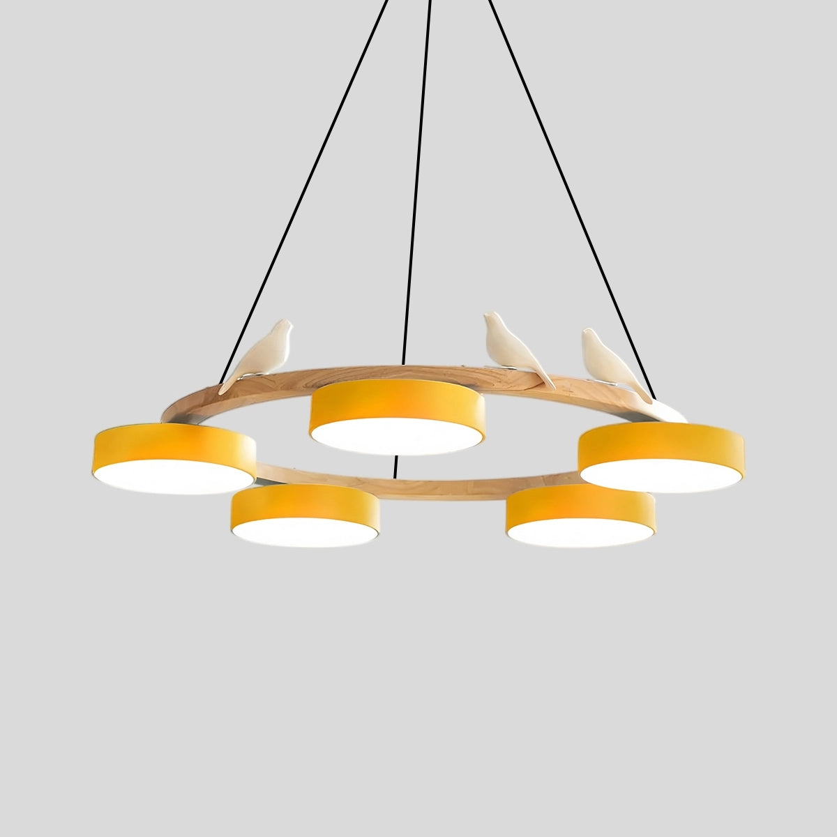 Antizer Sienna Bird Round Chandelier for Living Room 5 Heads Yellow