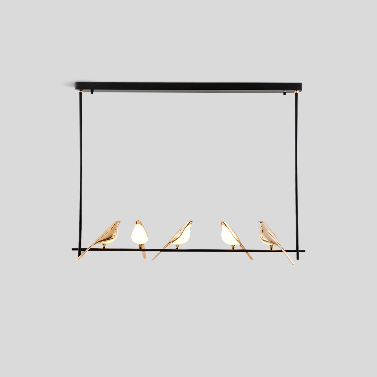 Antizer Modern Gold Birds LED Chandelier 5 Heads Long Warm Light