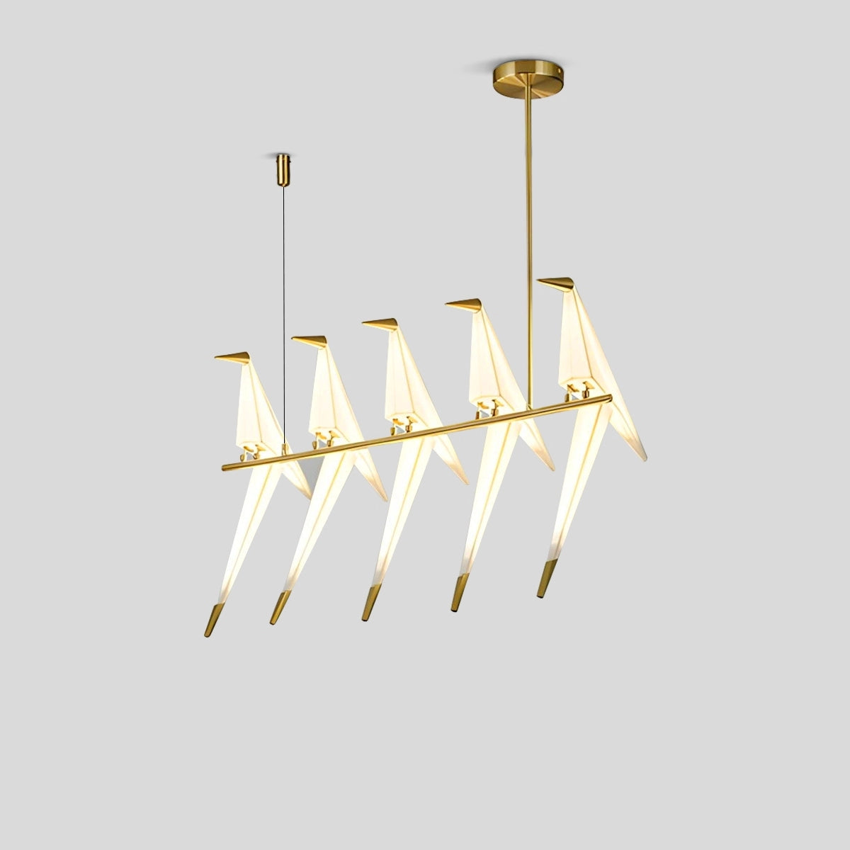 Antizer Paper Crane Bird Chandelier for Dining Room Gold & White 5 Heads-Dia 90cm x H 90cm / ∅ 35.43″x H 35.43" Warm Lig