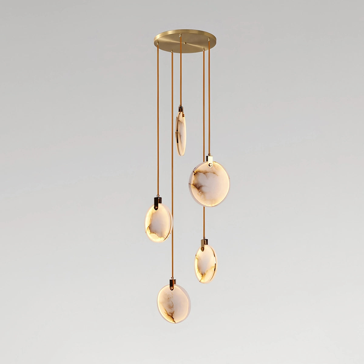 Antizer Moonshade Natural Alabaster Pendant Chandelier 5 Lights