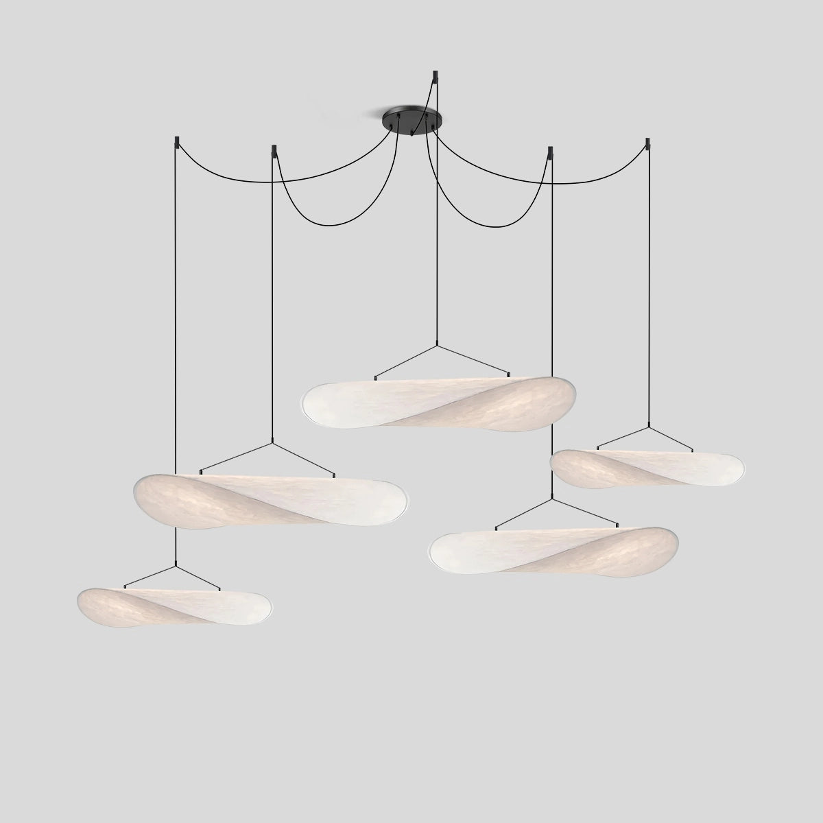Antizer Zen Art Cloud Shape Silk Pendant Light for Living Room 5 Lights
