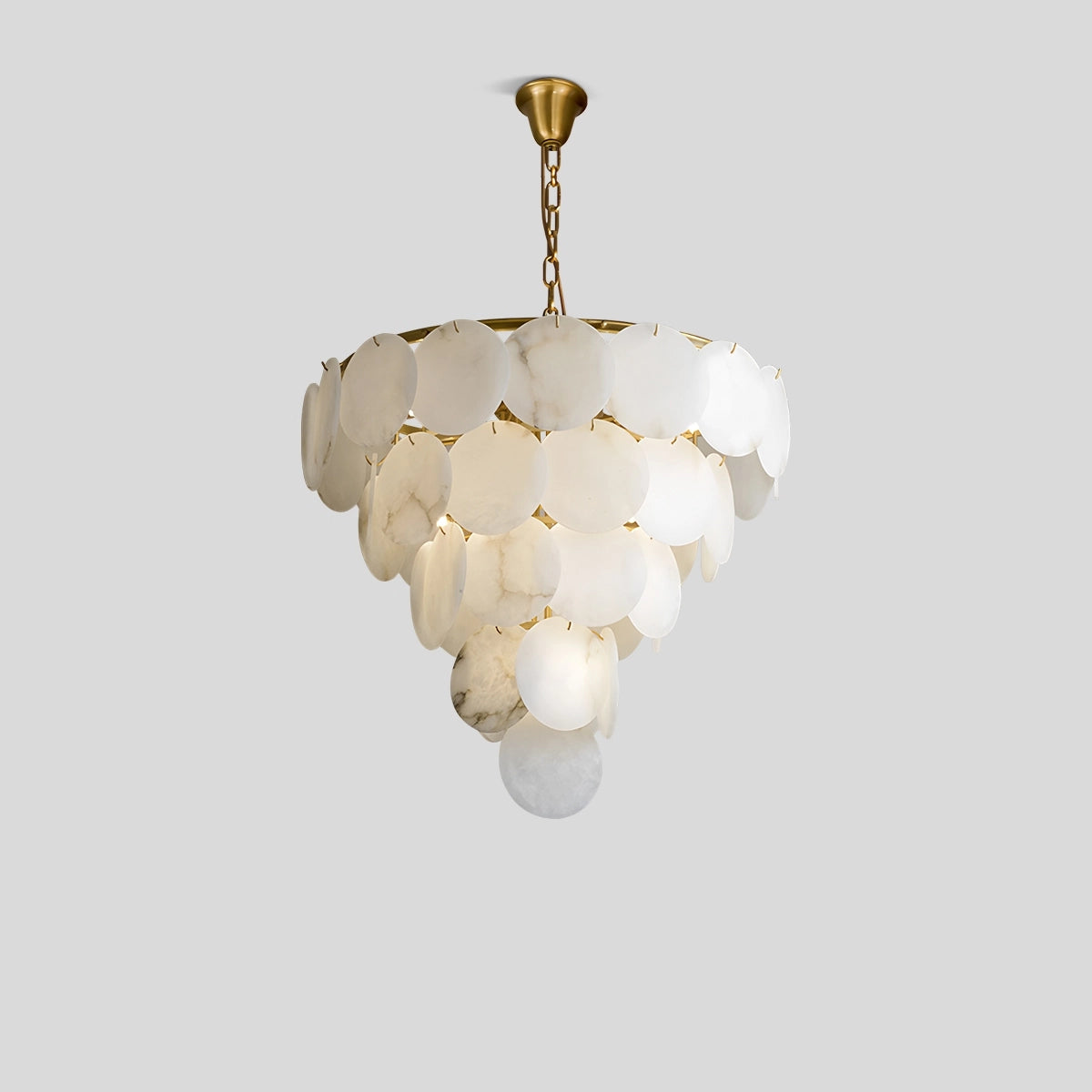 Antizer Modern Round Shell Spanish Alabaster Chandelier 5 Layers