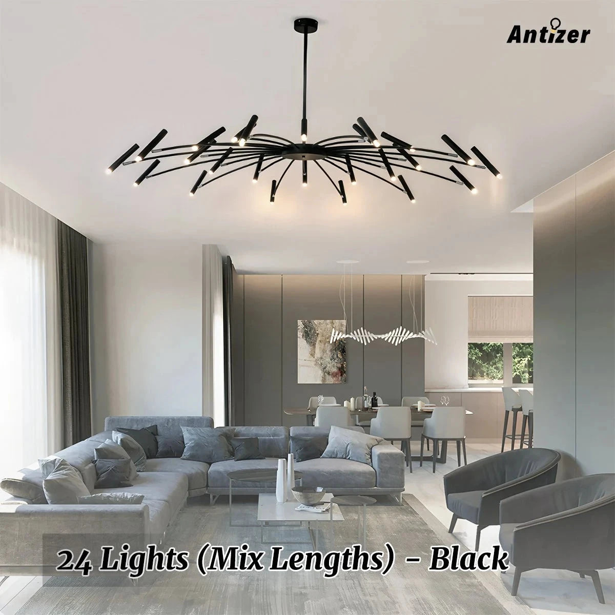 Antizer Modern Adjustable Candelabra Chandelier for Living Room