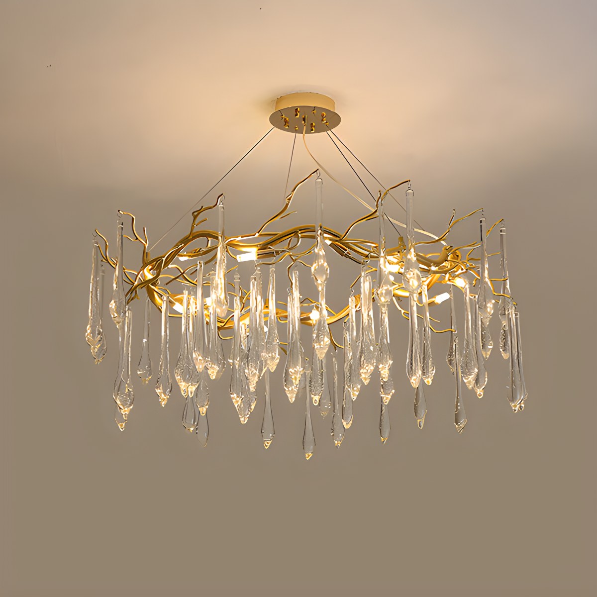 Antizer Branch Water Droplet Chandelier Gold