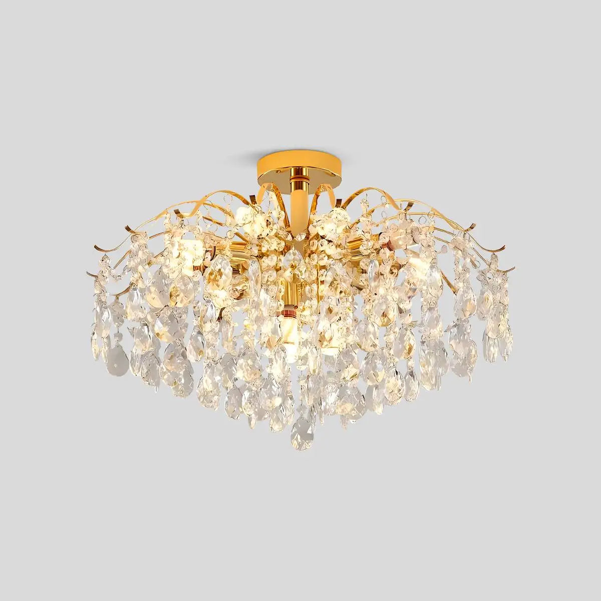 Antizer French Vintage Crystal Ceiling Chandelier 60cm / 23.62" Tricolor Dimming