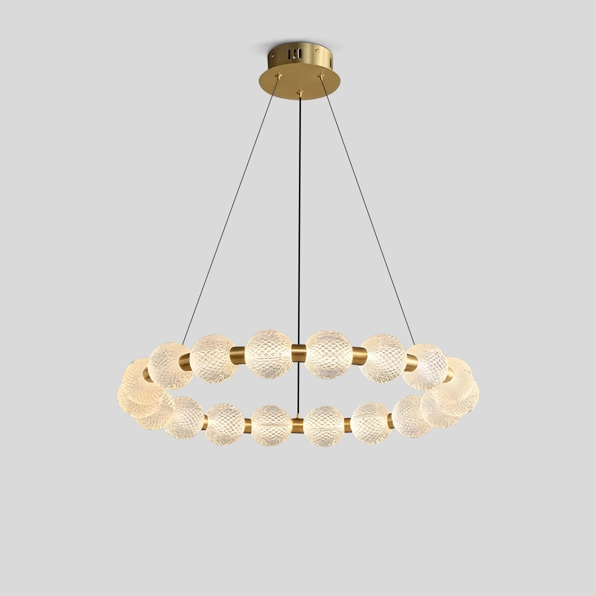 Antizer Modern Ring Pearl Chandelier for Living Room Brass 62cm / 24.41“