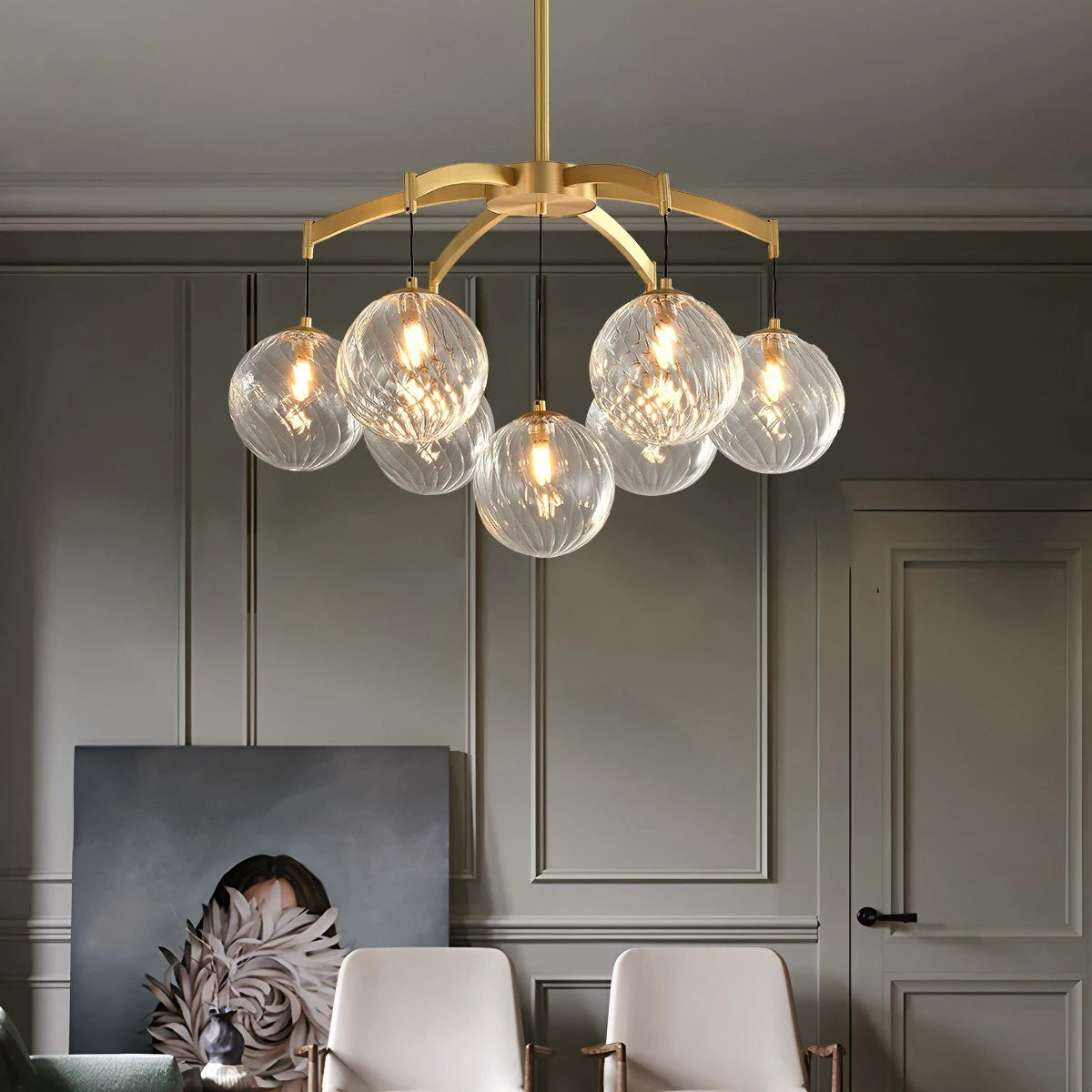 Antizer Modern Luxury Copper Glass Ball Chandelier