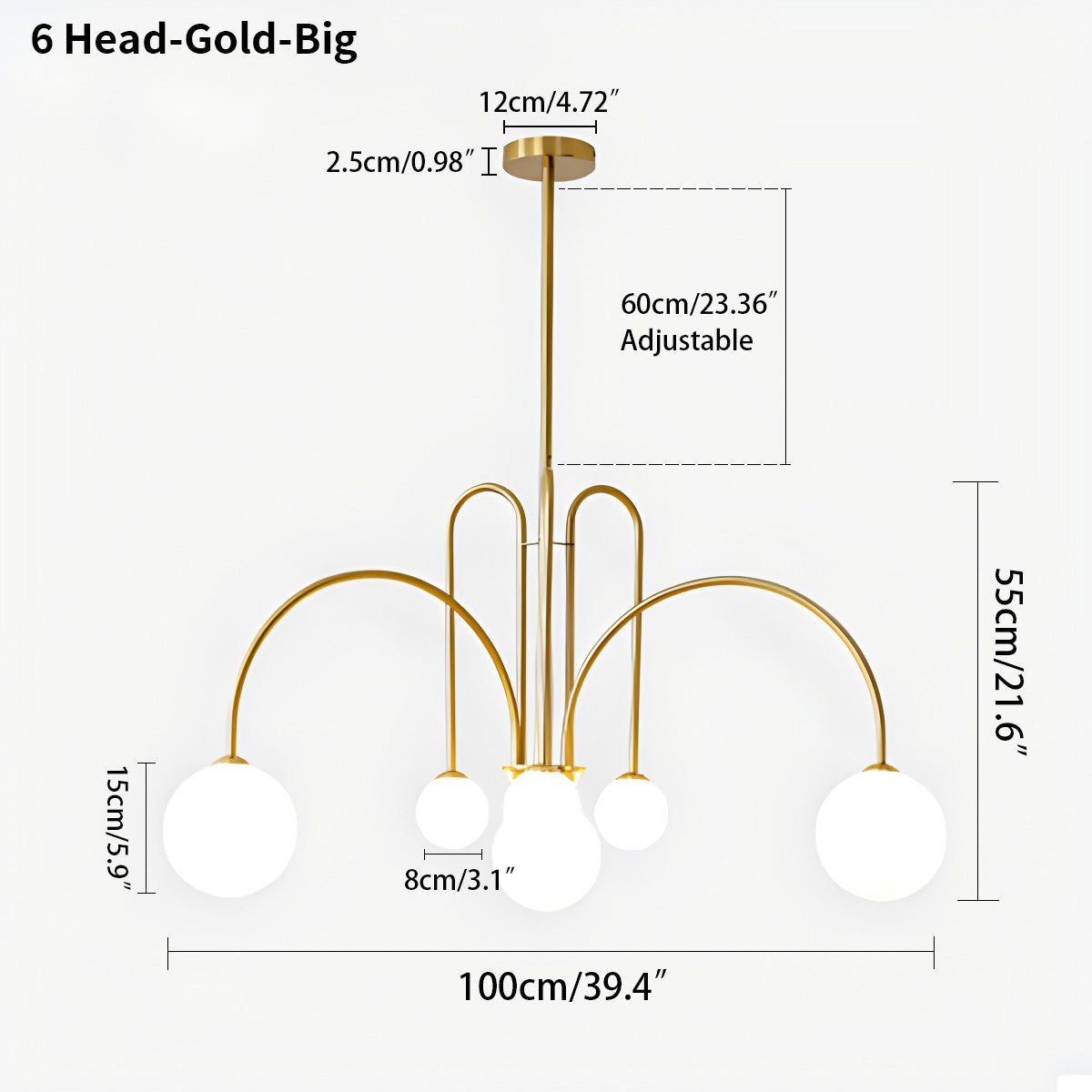 modern glass chandelier size