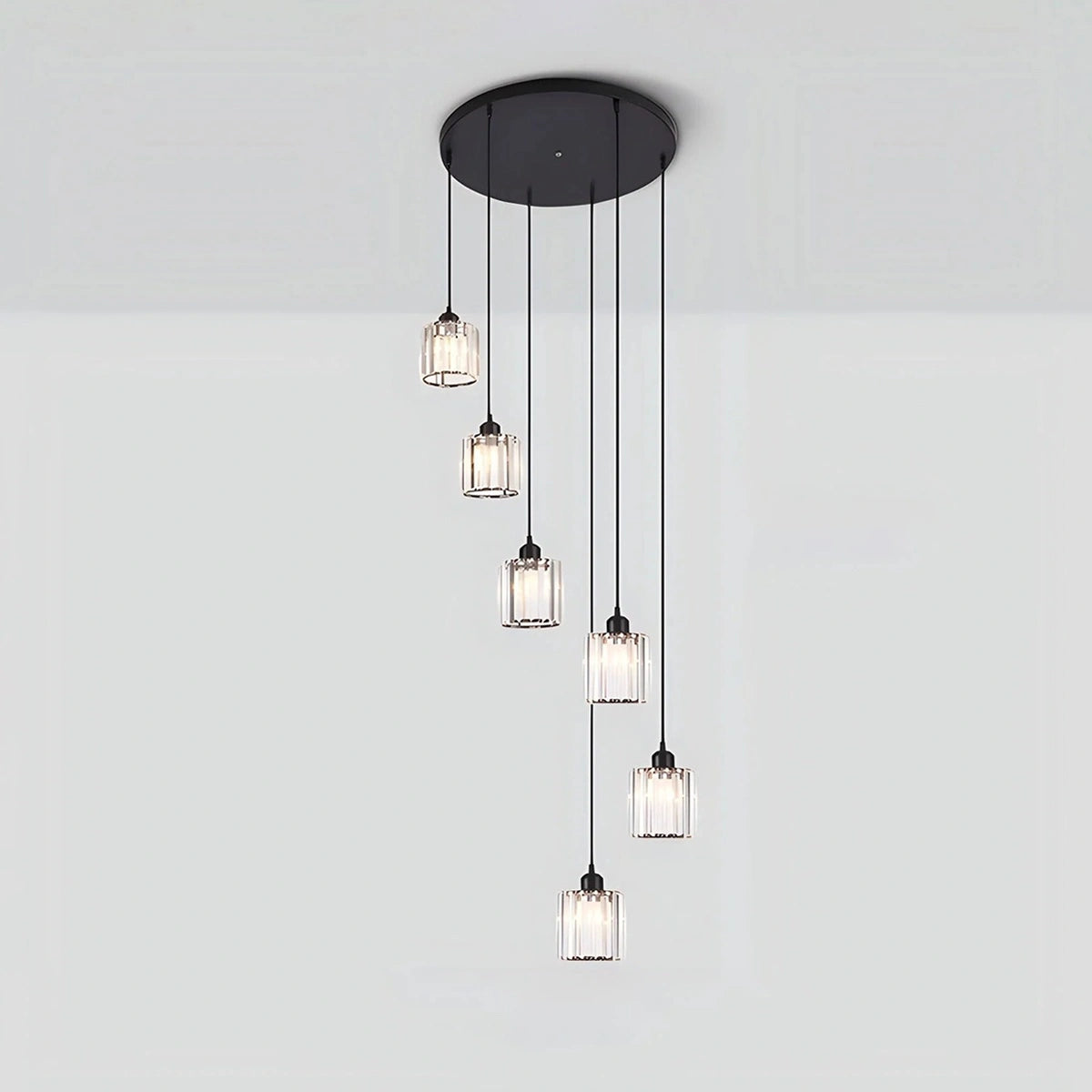 Antizer Kristy Modern Minimalist Glass Chandelier 6 Lights-40cm / 15.75"