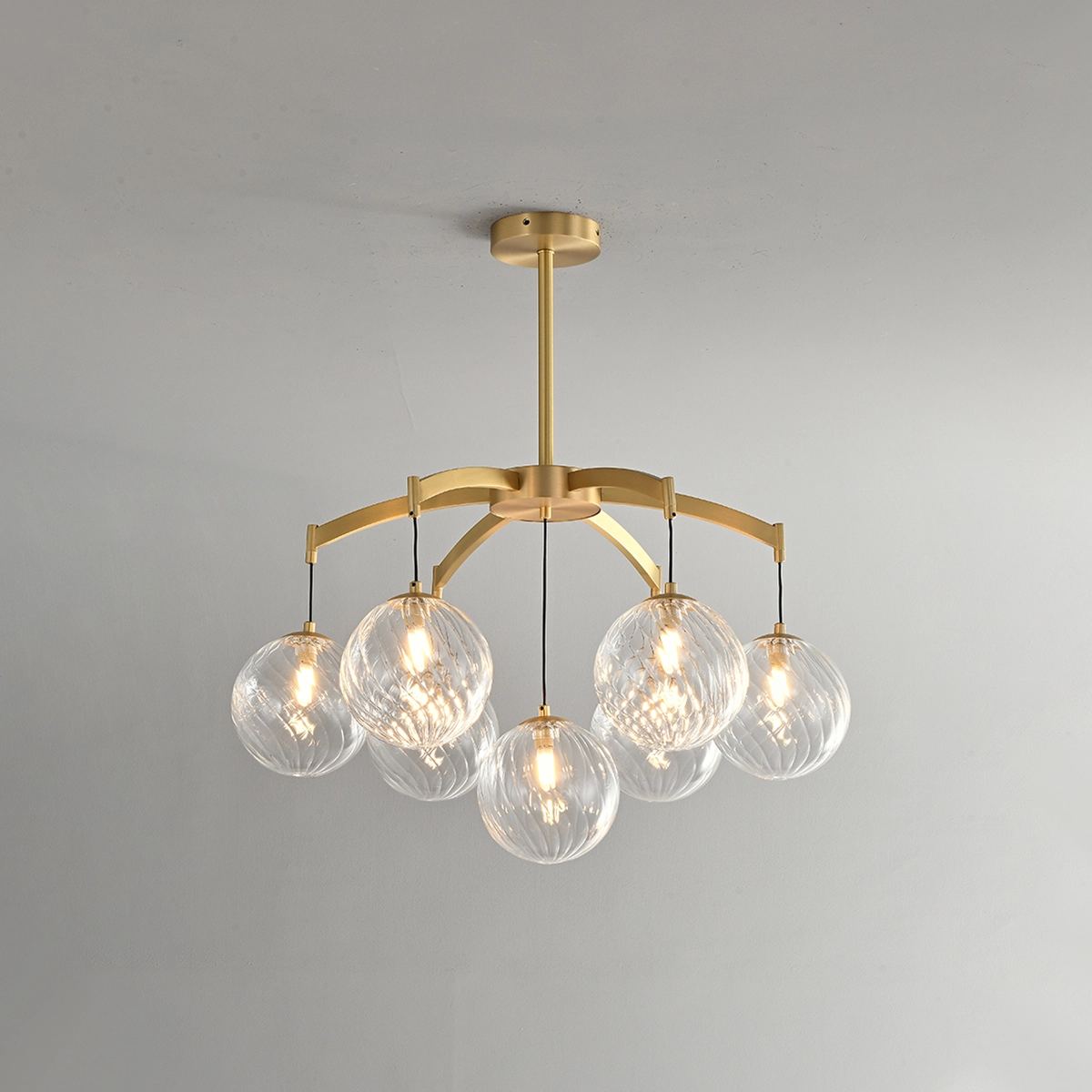 Antizer Modern Luxury Copper Glass Ball Chandelier 7 Lights