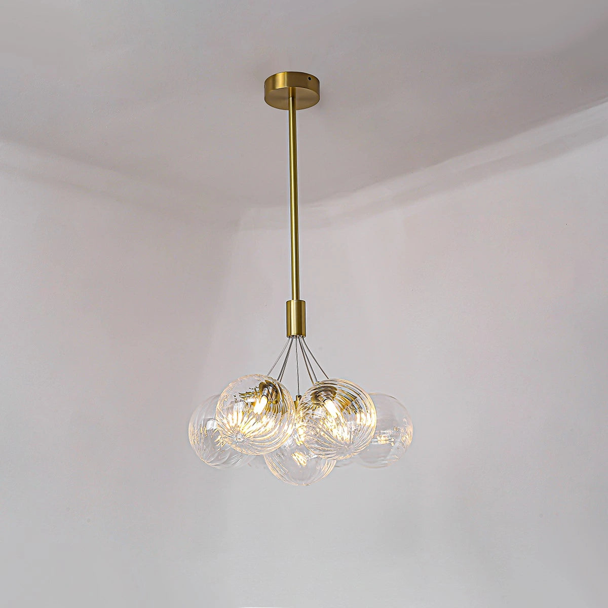 Antizer Luxury All Copper Glass Bubble Ball Chandelier 7 Lights