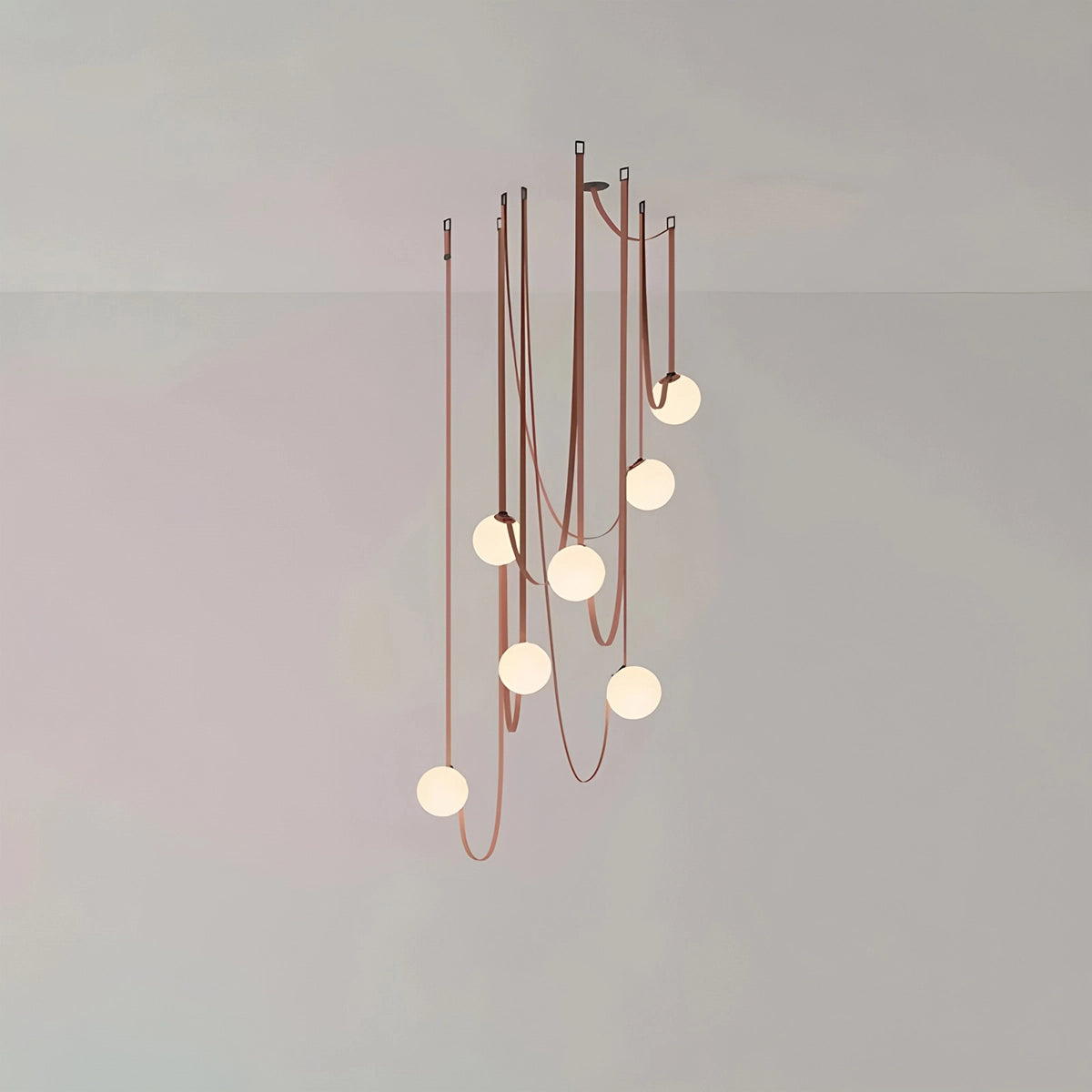 Antizer Modern Leather Strap Globe Pendant Light 7 lights