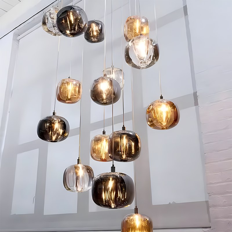 modern multi glass chandelier