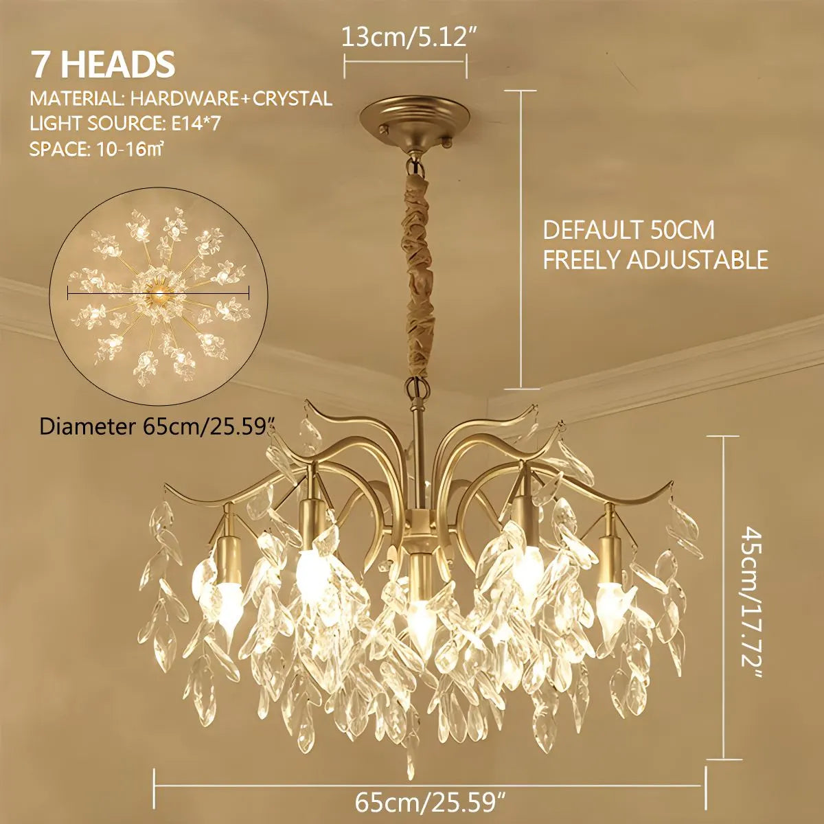 Antizer French Light Luxury Crystal Chandelier