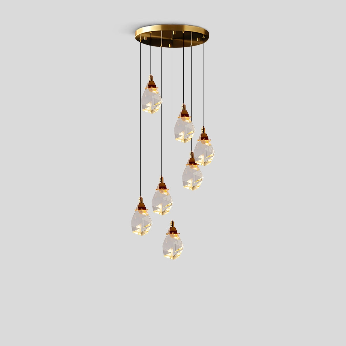 Antizer Rock Crystal Rain Chandelier for Living Room 7 Heads-40cm / 15.75"