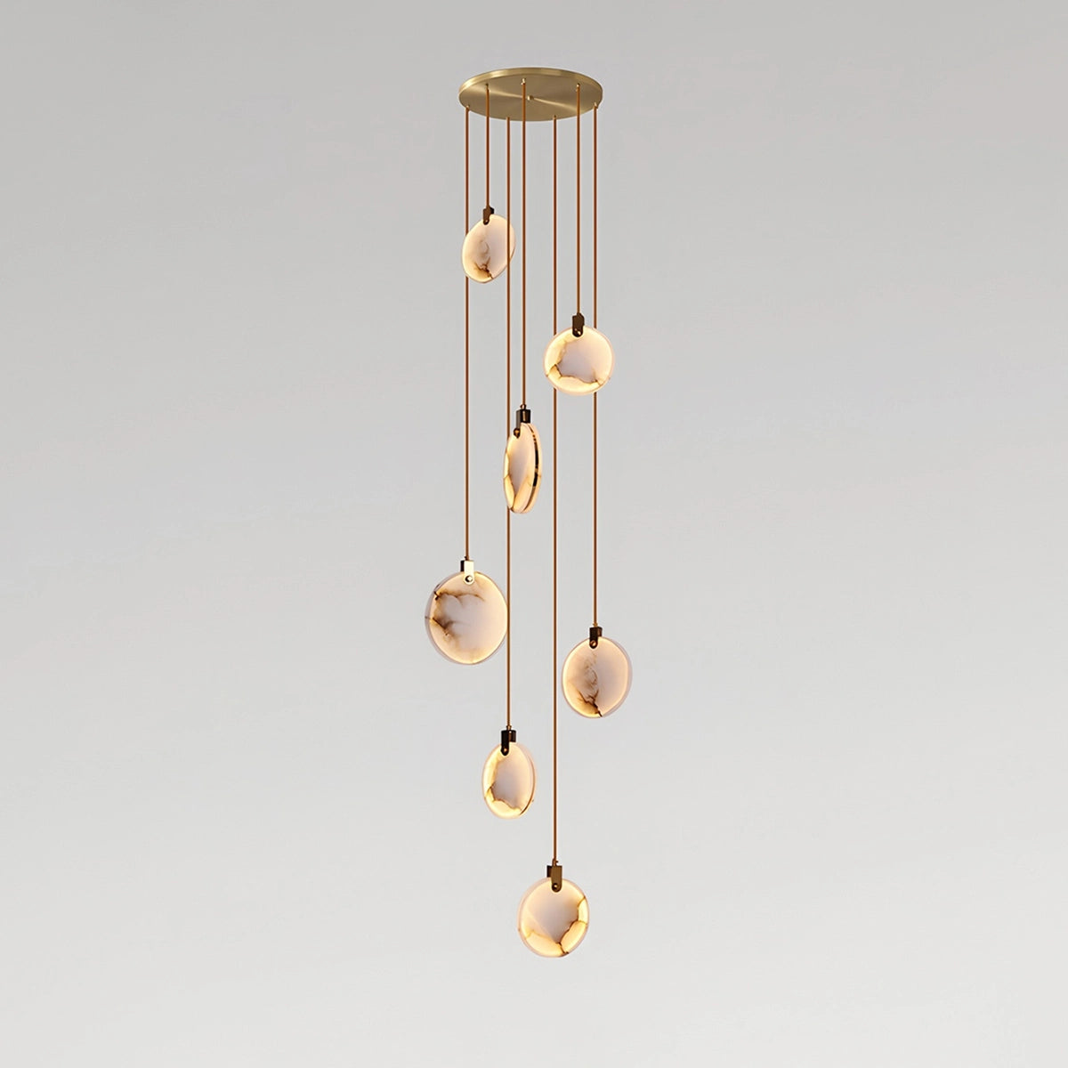 Antizer Moonshade Natural Alabaster Pendant Chandelier 7 Lights