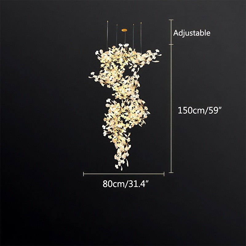 Antizer Large Ginkgo Leaf Chandelier