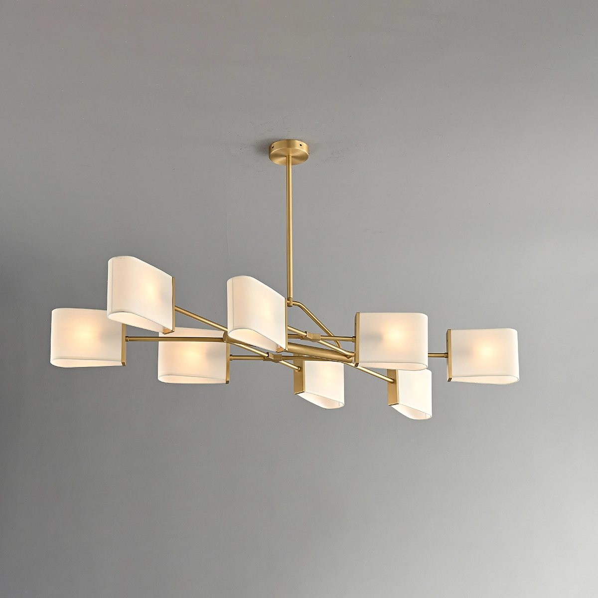 Antizer American Retro Brass Fabric Chandelier 8 Heads Long