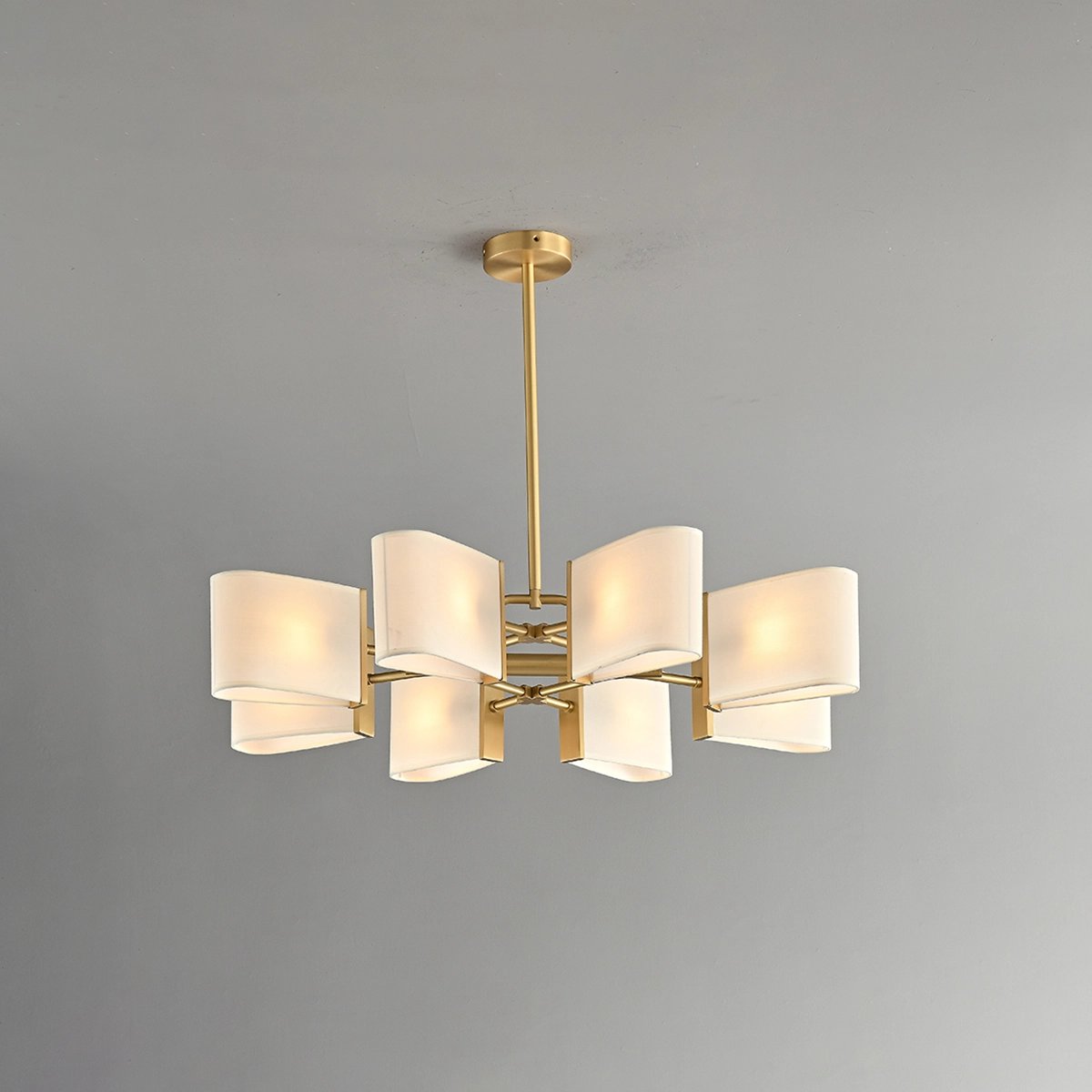 Antizer American Retro Brass Fabric Chandelier 8 Heads
