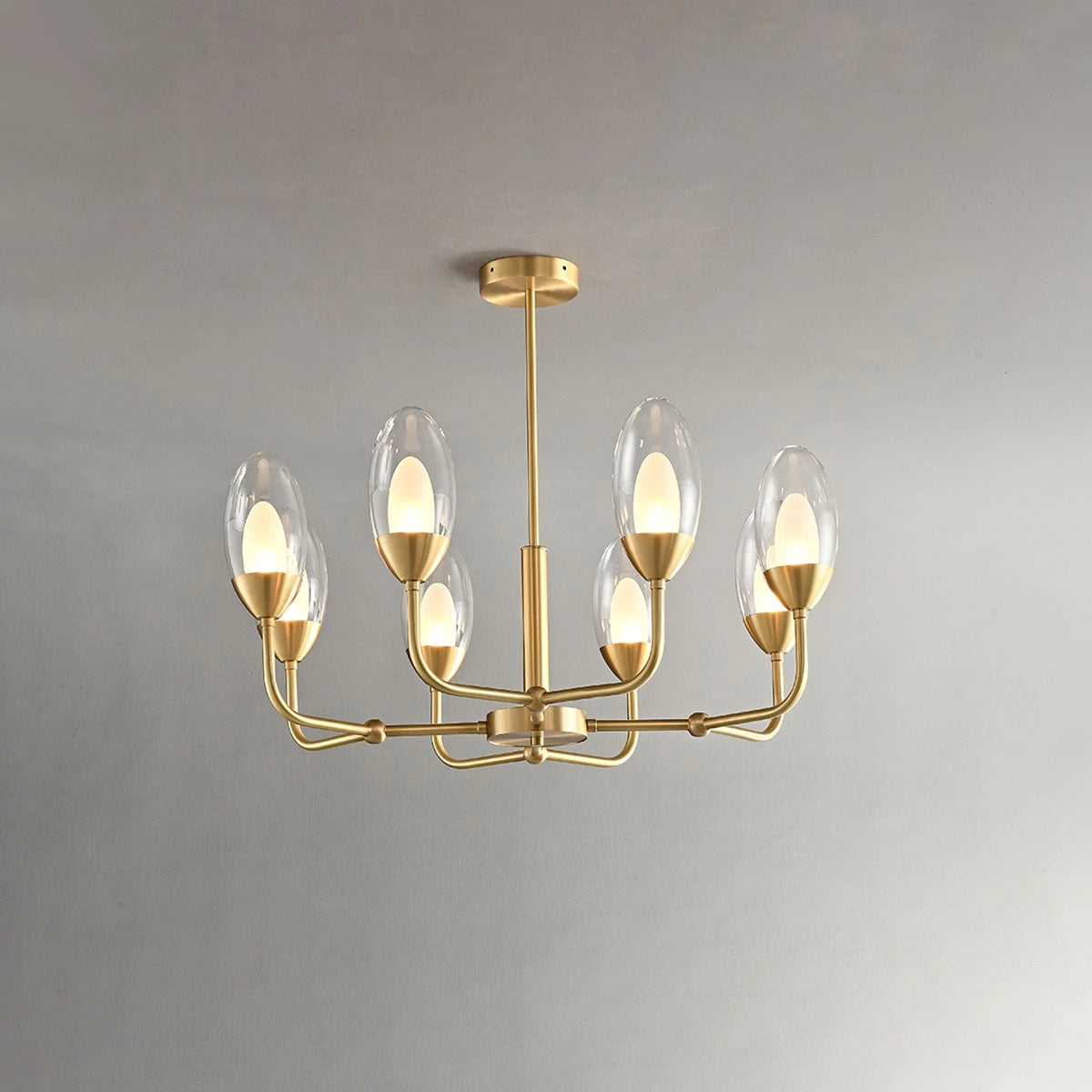 Antizer Luxury Copper & Transparent Glass Chandelier 8 Lights