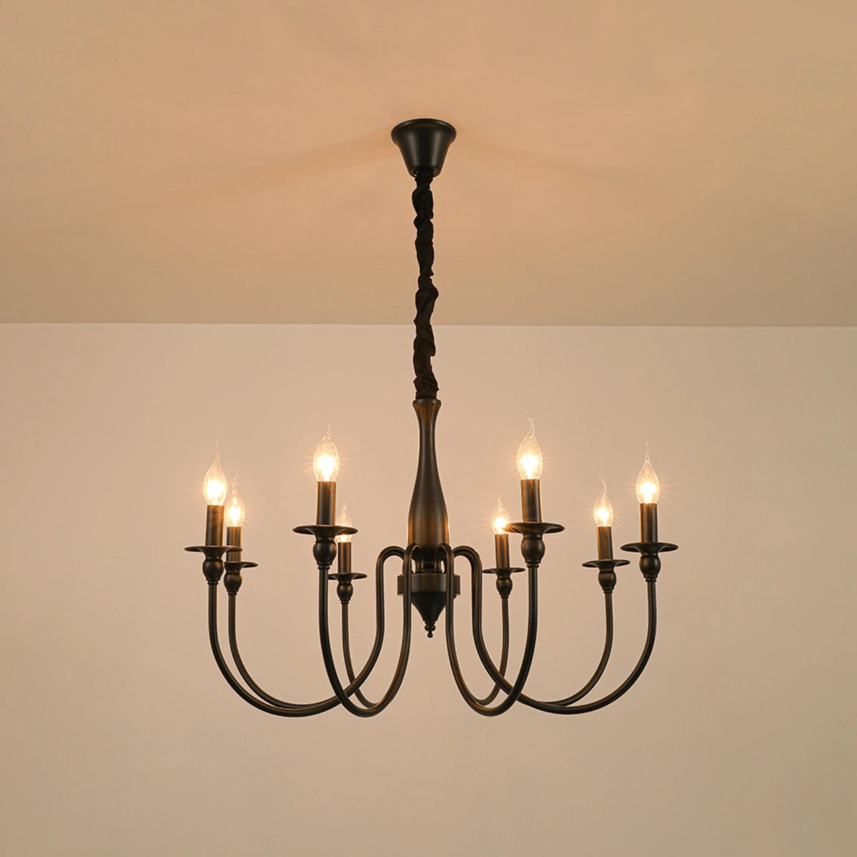 Antizer American Retro Black Candle Chandelier 8 Lights
