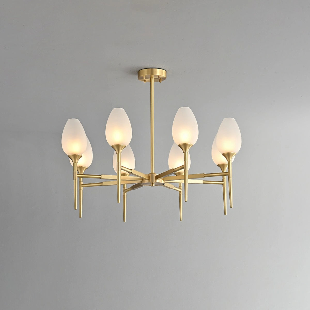 Antizer American All-Copper Bud Glass Chandelier 8 Lights