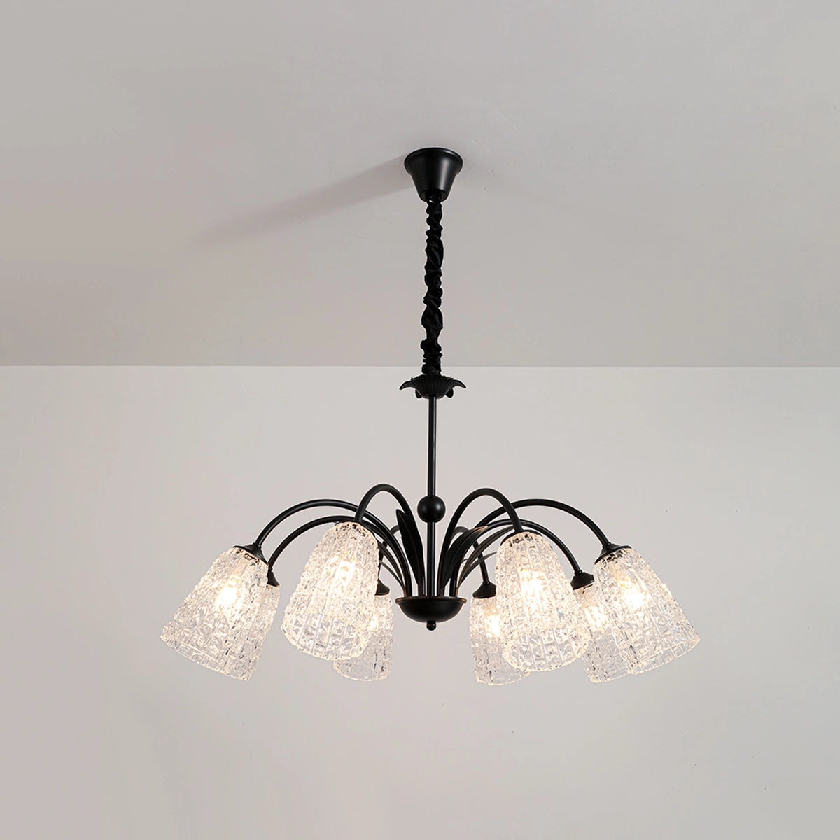 Antizer American Retro Iron Glass Chandelier 8 Lights