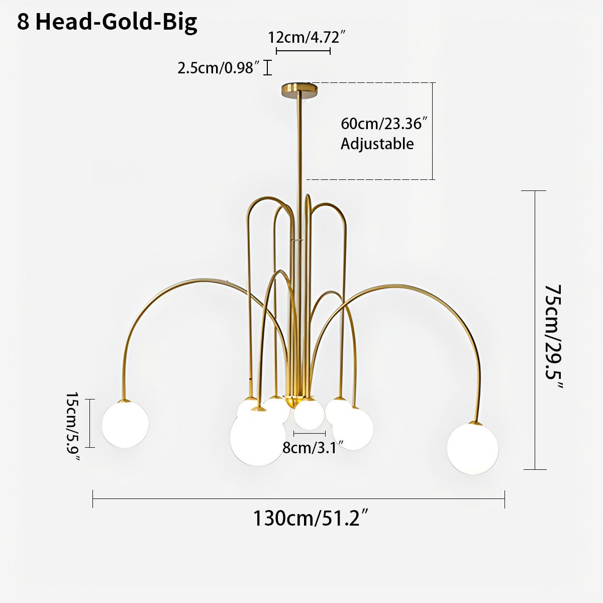 modern glass chandelier size