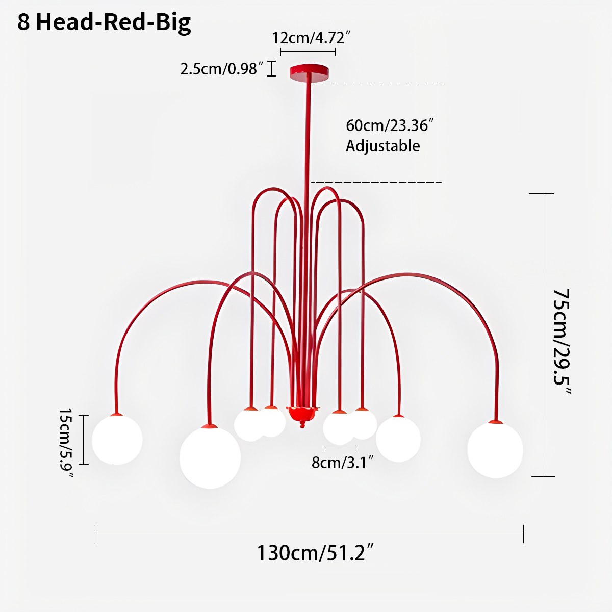 modern glass chandelier size