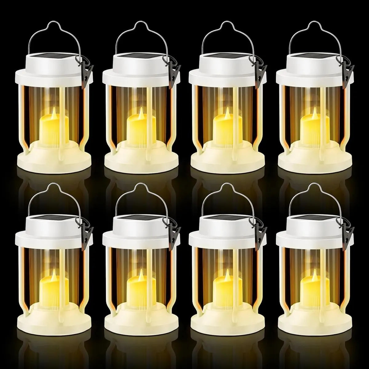 Antizer Solar Flameless Candle Lantern Hanging Light White 8 Pack
