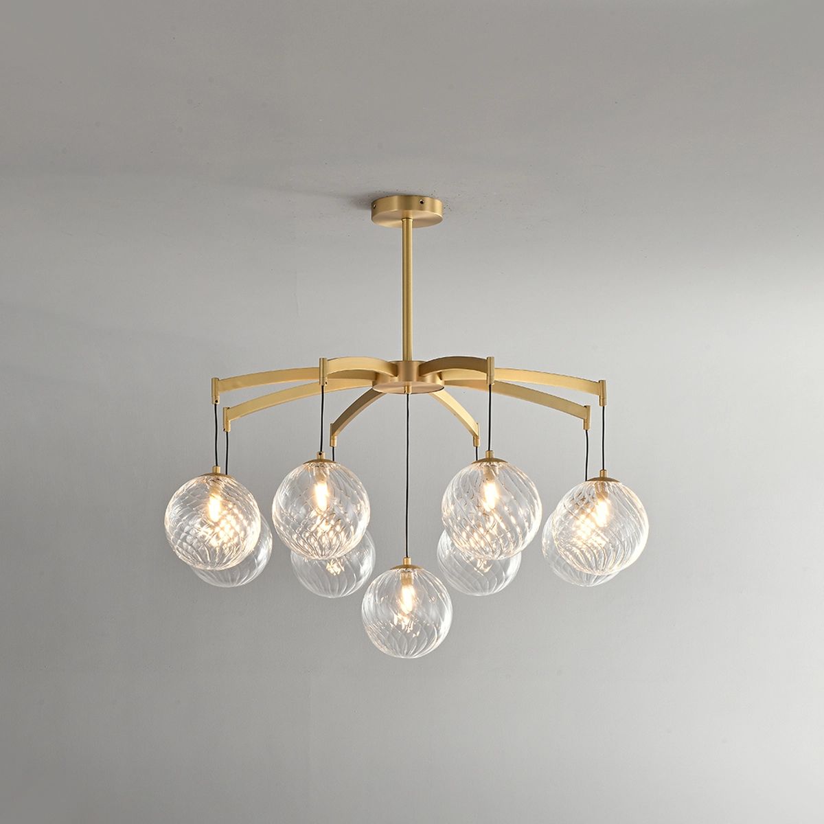 Antizer Modern Luxury Copper Glass Ball Chandelier 9 Lights