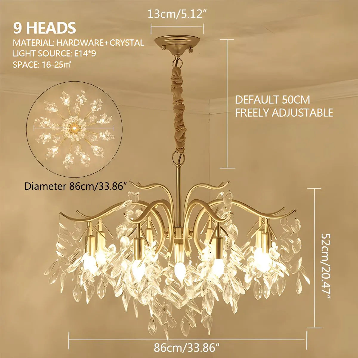 Antizer French Light Luxury Crystal Chandelier