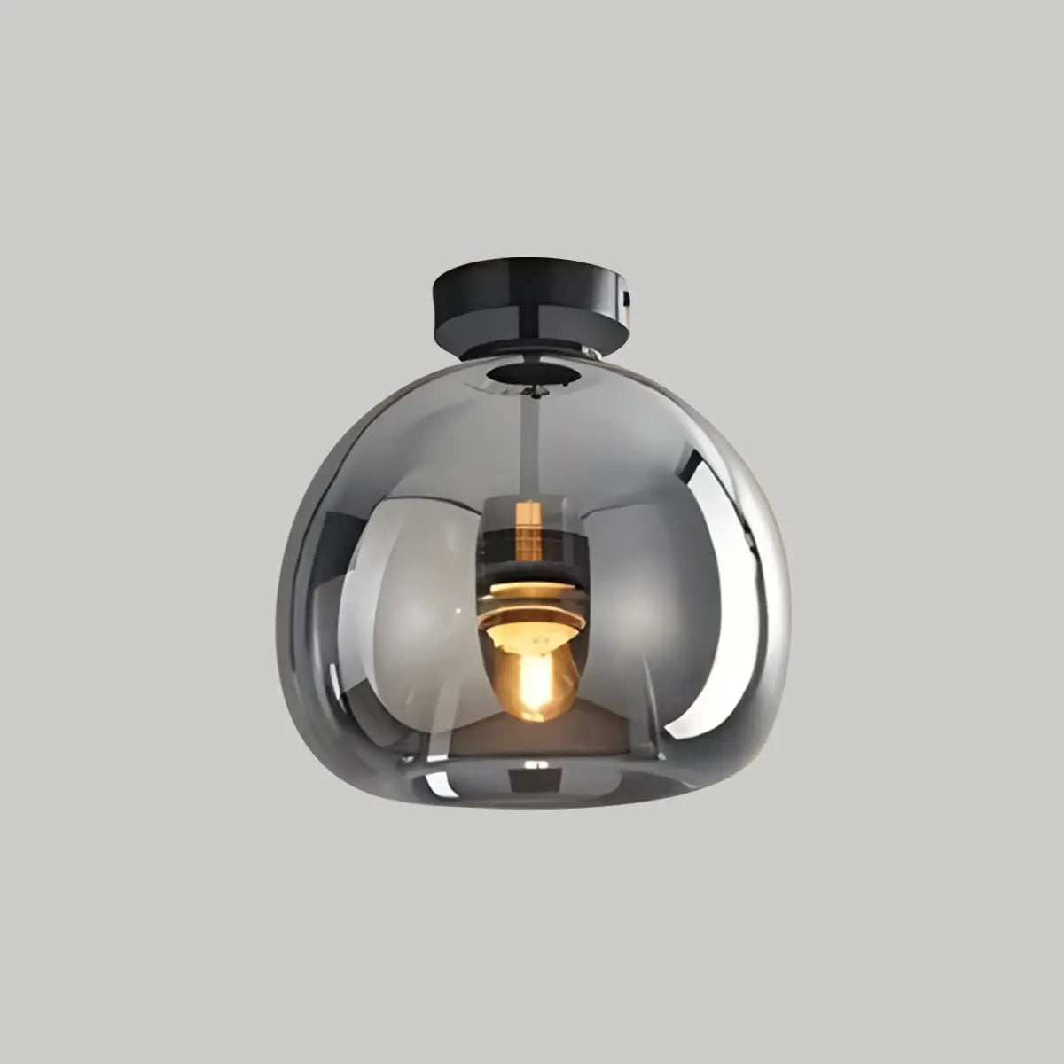 Antizer Vintage Glass Semi-Flush Ceiling Light for Entryway Black Style A