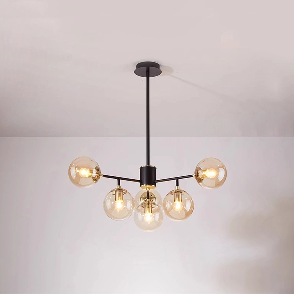 Antizer Camilla Glass Chandelier for Living Room A-Black Body-Cognac