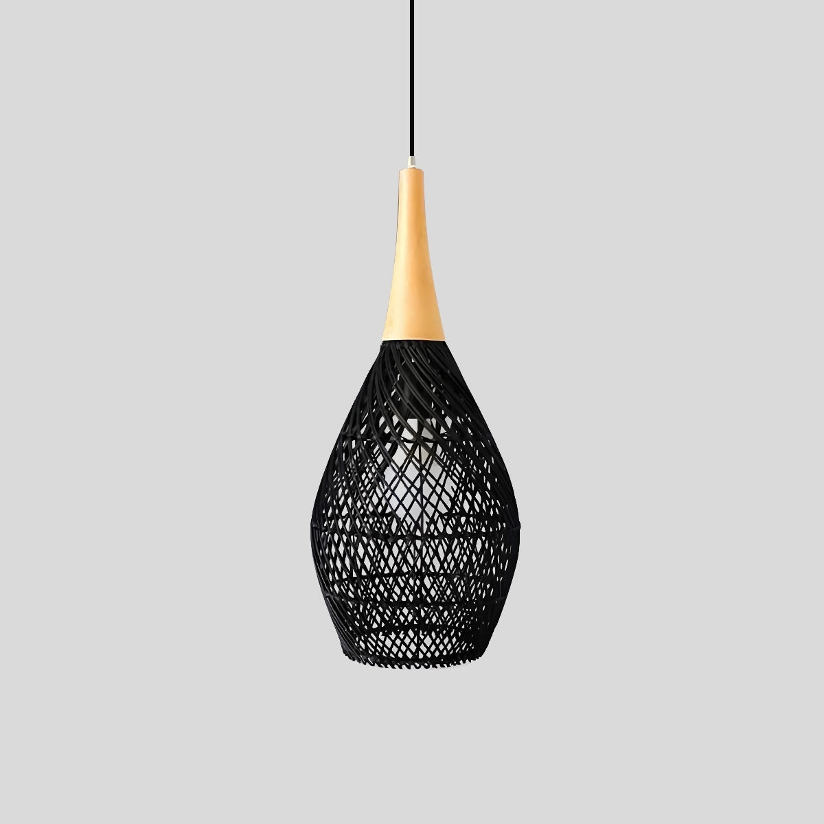 Antizer Rattan Lantern Pendant Light for Dining Room Black
