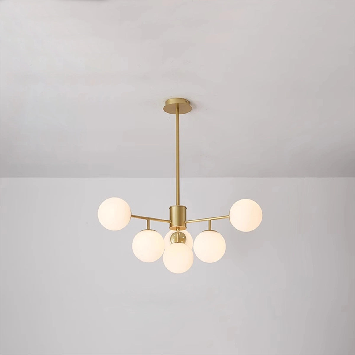 Antizer Camilla Glass Chandelier for Living Room A-Gold Body- Milky White