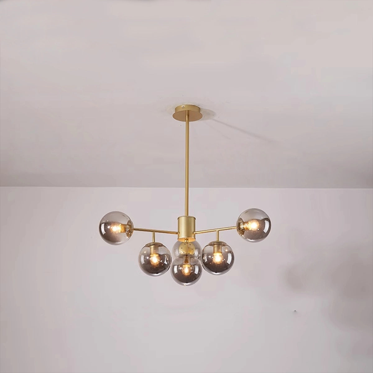 Antizer Camilla Glass Chandelier for Living Room A-Gold Body- Smoky Gray