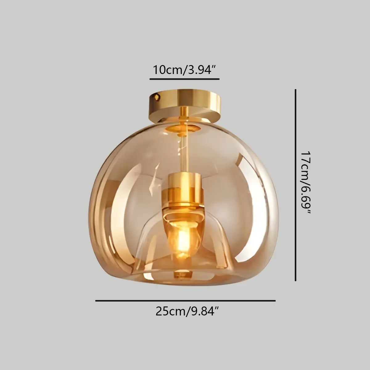 Antizer Vintage Glass Semi-Flush Ceiling Light for Entryway