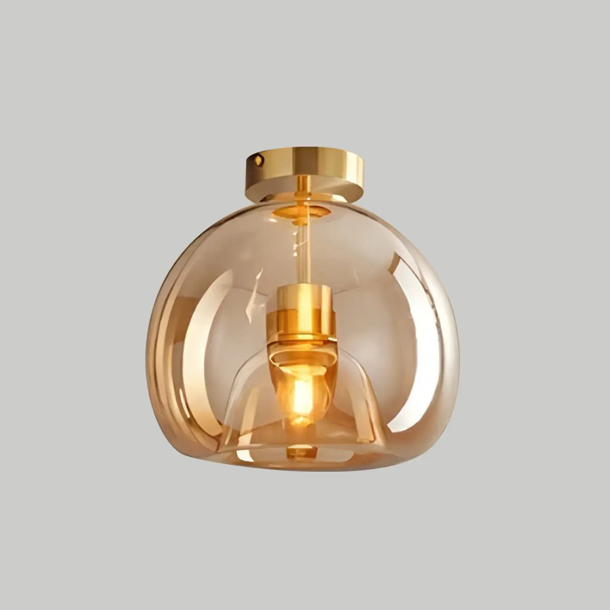 Antizer Vintage Glass Semi-Flush Ceiling Light for Entryway Gold Style A