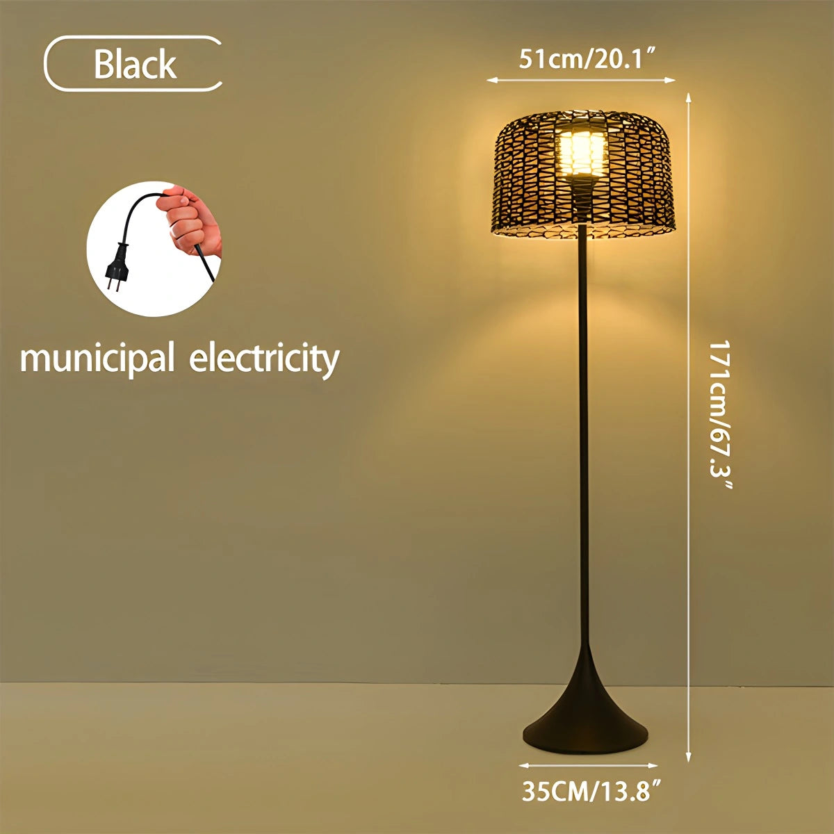 Antizer Vine Woven Floor Lamp for Outdoor