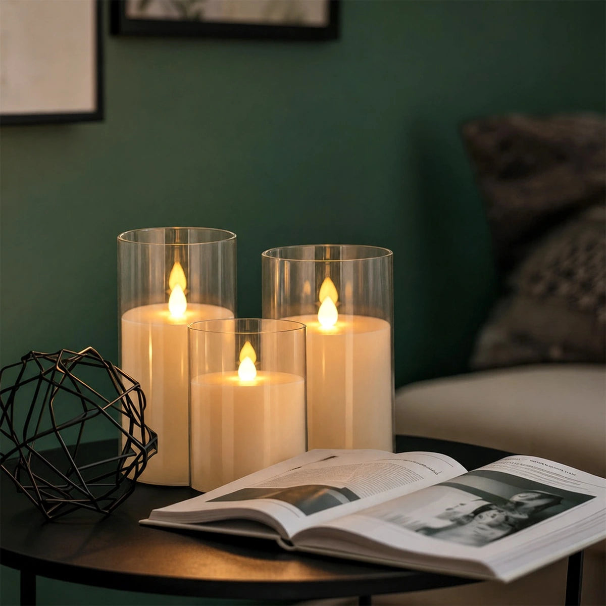 Antizer Acrylic Glass Pillar Flameless Candle