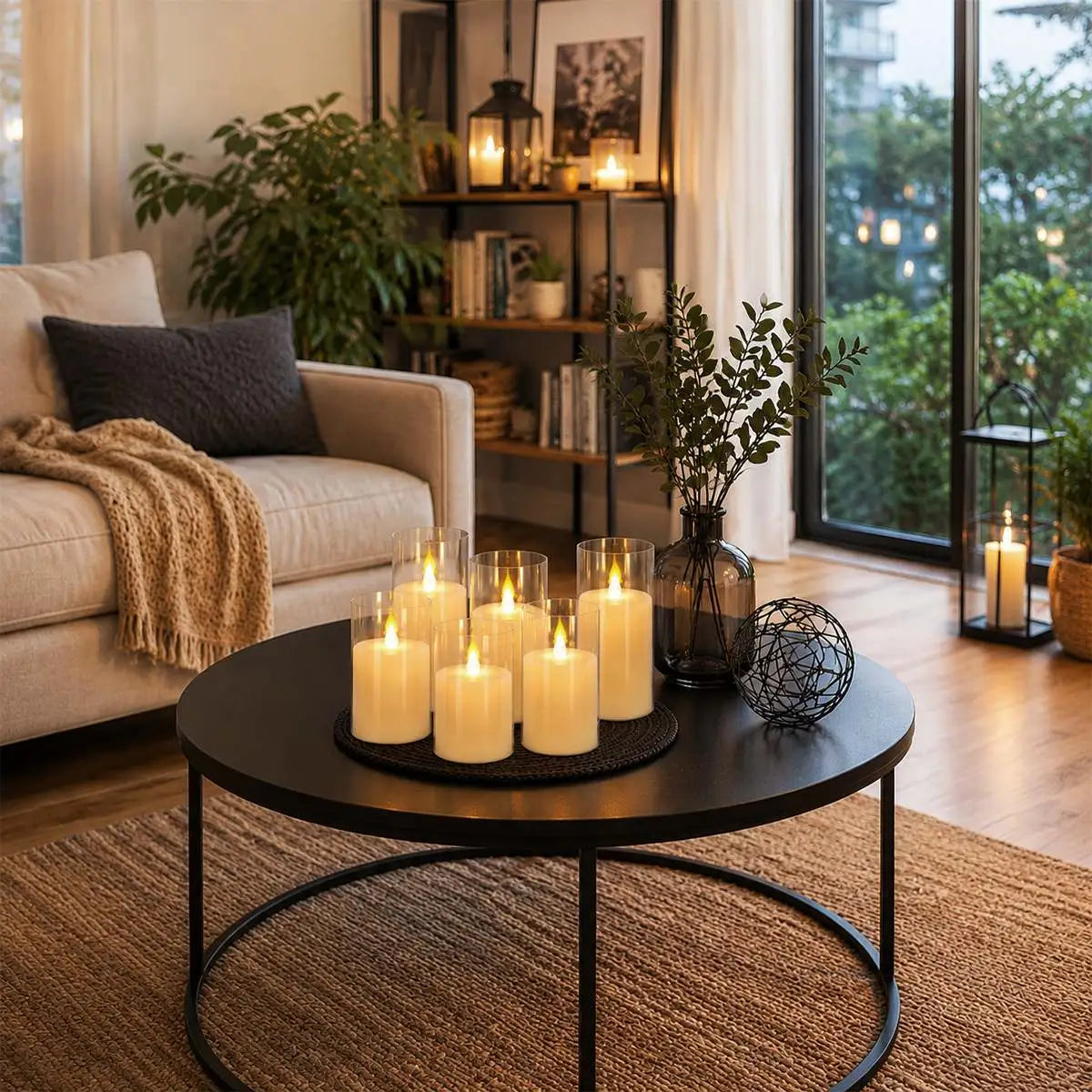 Antizer Acrylic Glass Pillar Flameless Candle
