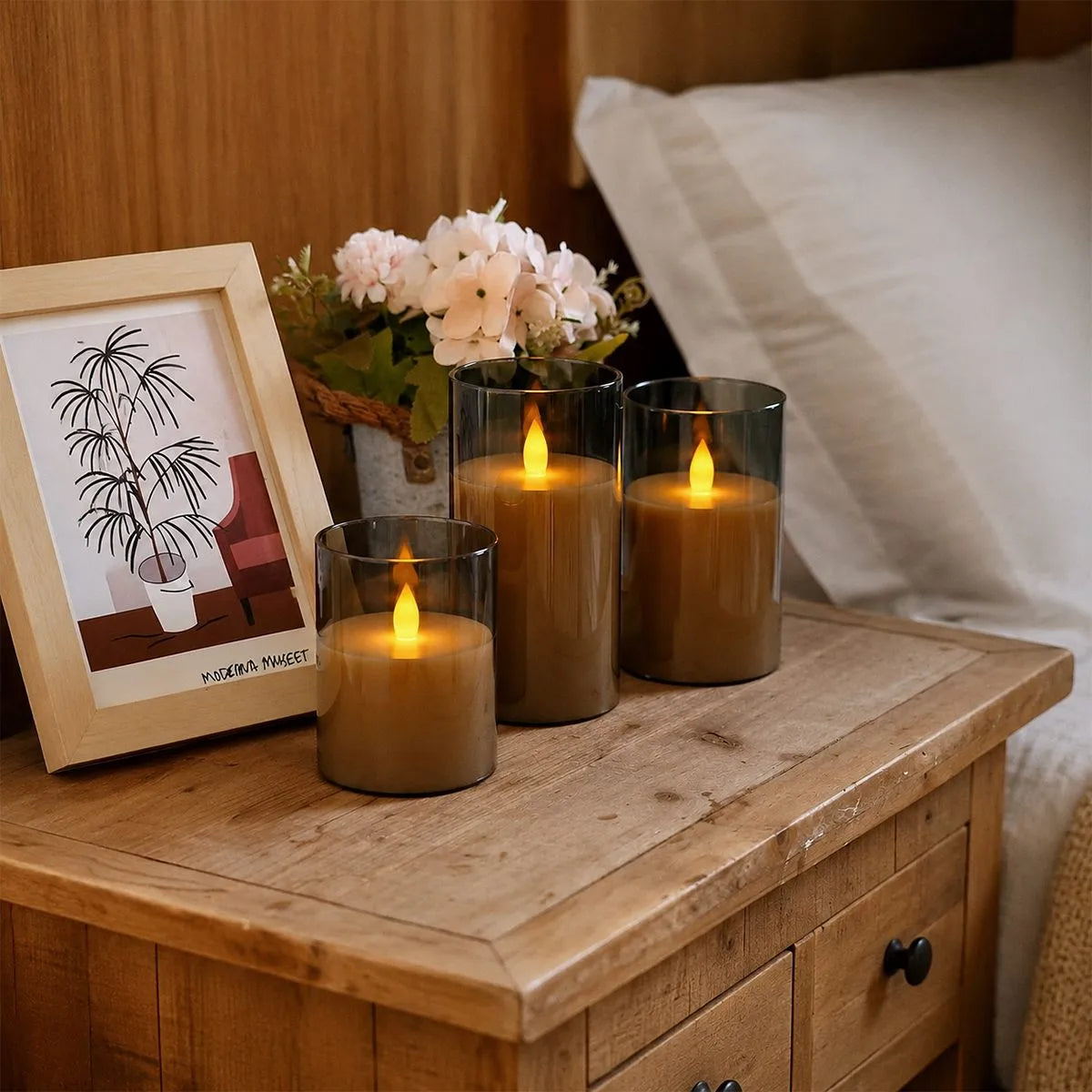Antizer Acrylic Glass Pillar Flameless Candle