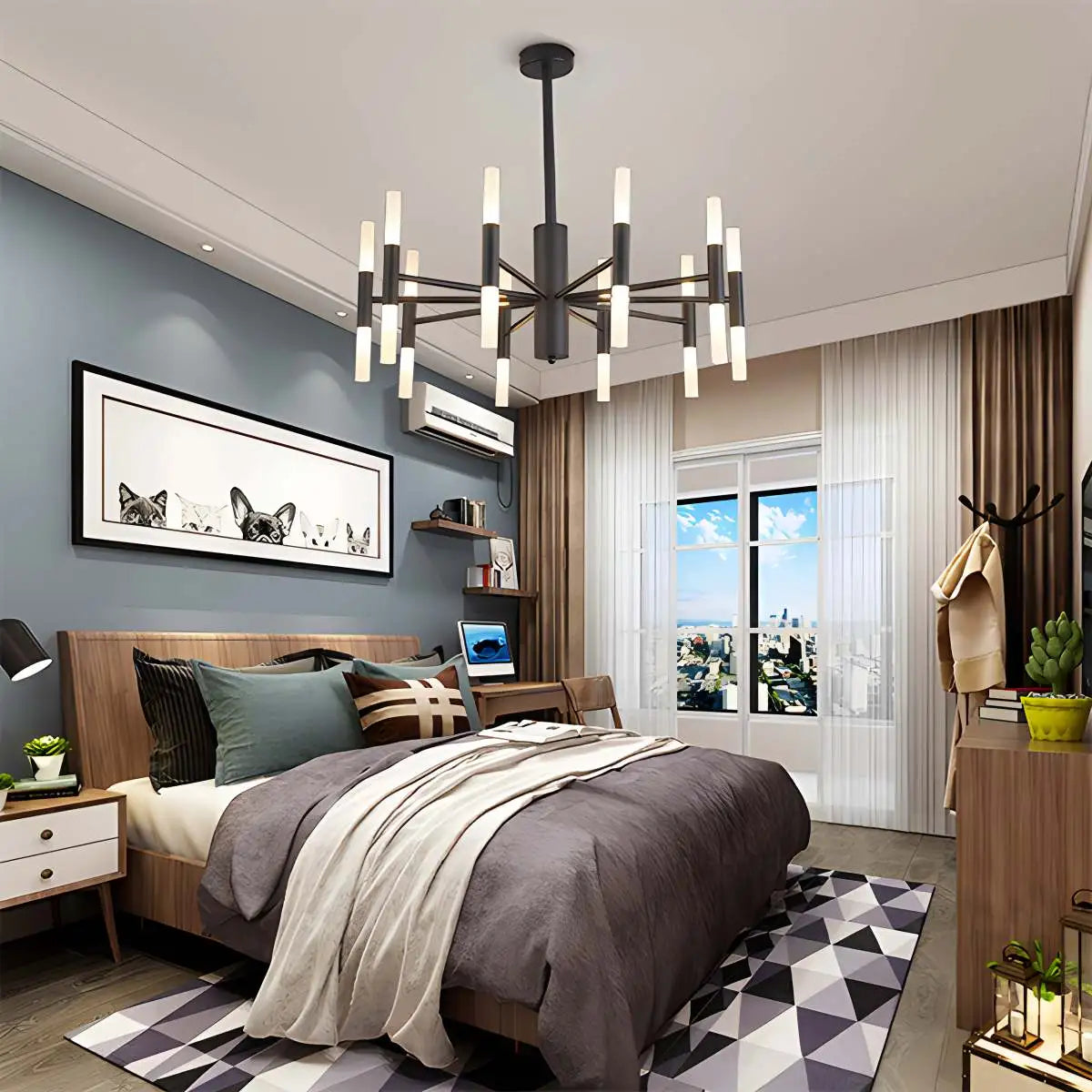Antizer Adjustable Round Tube Chandelier