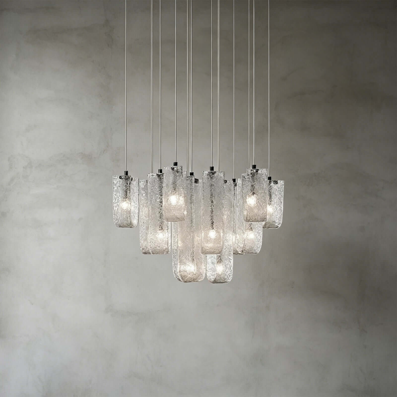 Antizer Modern Suspended Textured Glass Chandelier